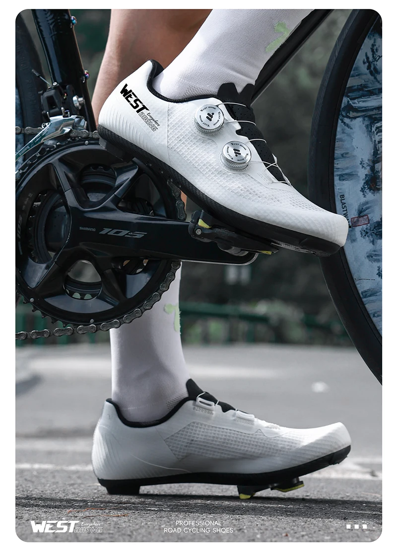 WEST BIKING Herren-Rennradschuhe mit Carbonfaser-Sohle, Dual-Dial-Renn-Sneaker, leichte, atmungsaktive Fahrradschuhe für SPD SL – Detail 22
