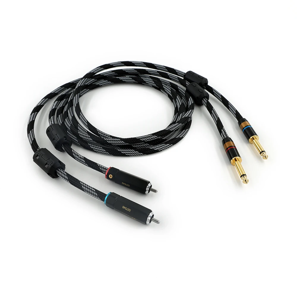 HiFi 6.5mm to RCA Audio Cable OCC Silver Plated Hi-end Dual 6.5 Jack to 2RCA Male Cable for DVD Amplifier Mixer Speaker