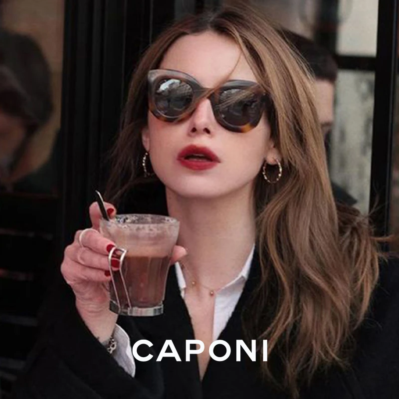 CAPONI New Brand Design Women Sun Glasses Trending Butterfly Style Acetate Frame Nylon Lenses Sunglasses UV400 Eyewear CP23002