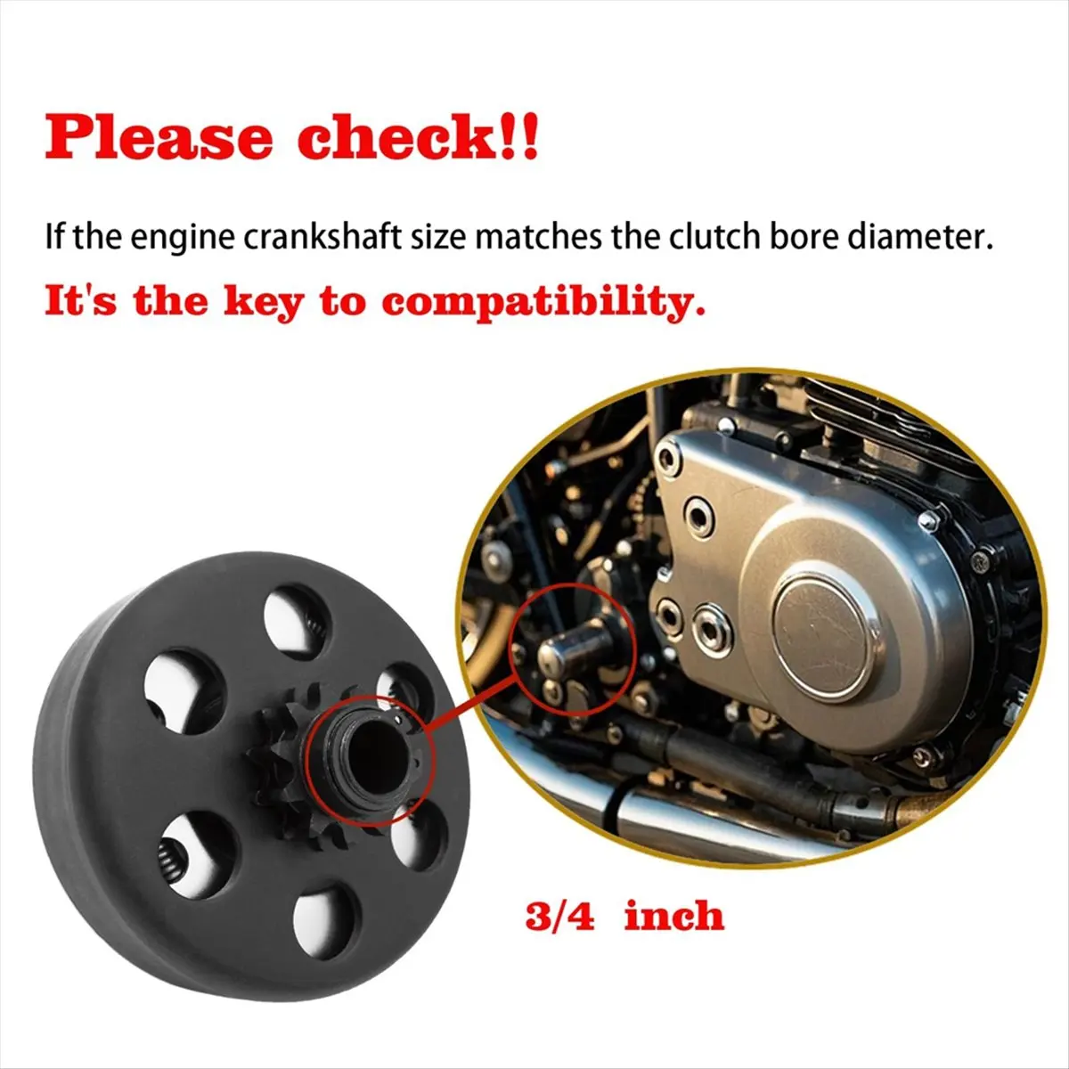 Super Sale Centrifugal Clutch 3/4 Inch Bore 12 Tooth with 35 Chain for Most 2-6.5HP Small Engines Parts, for Mini Bike, Go Kart