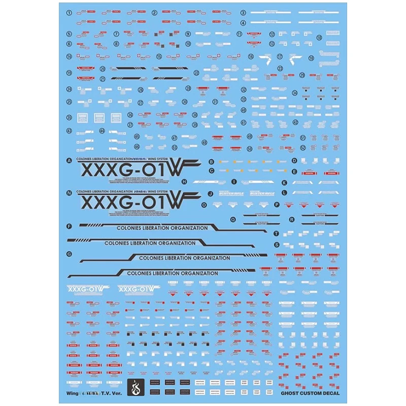 ملصق YAN لجناح 1/100 MG XXXG-01W T.V. الإصدار. أجزاء هواية DIY ملصقات المياه الفلورسنت عالية الوضوح #1