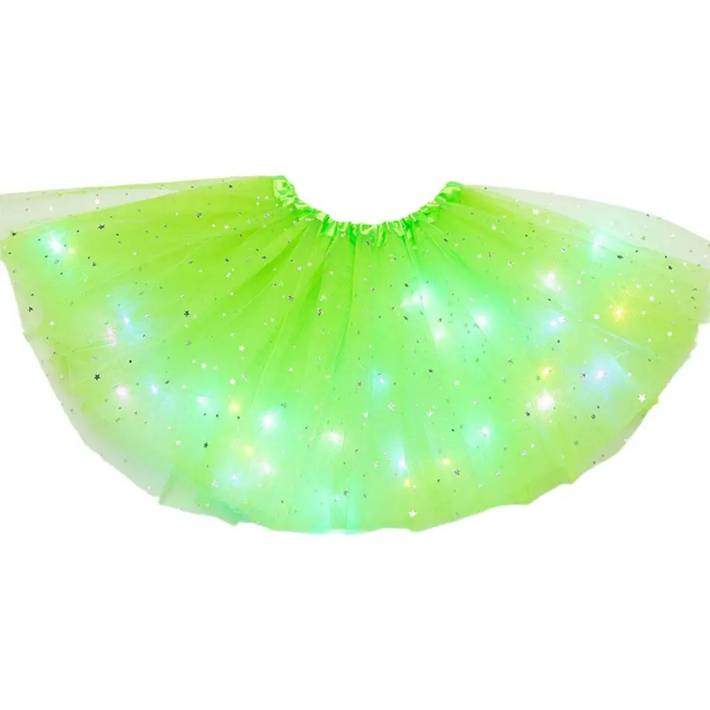 Led Light Rok Kinder Tutu Rok Tule Ballet Accessoires Rok Dancewear Gloeiende Kleding Mini Party Kostuum Q2q7