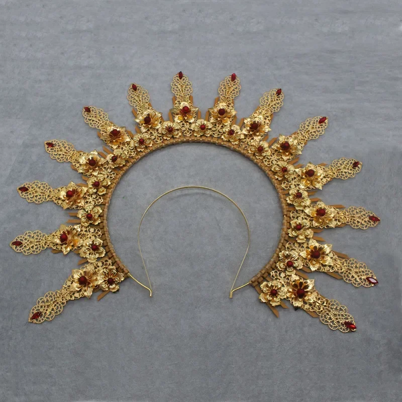Handgemachte Gothic Lolita KC Halo Kopfschmuck Retro Sonnengöttin Jungfrau Krone Stirnband Haarschmuck