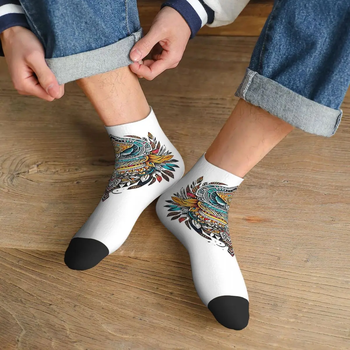 

Носки Tribal Echoes Of Nordic с металлическими скульптурами, супер мягкие чулки в стиле Харадзюку, всесезонные носки, аксессуары для подарков унисекс