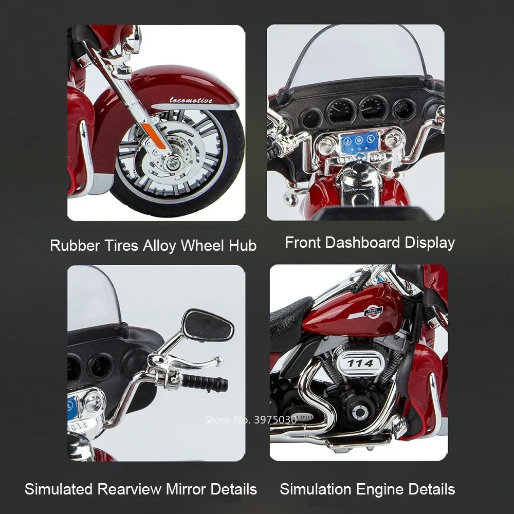 1/9 Three Wheeled Alloy Motorcycle Car Model Toy Sound Light Shock Absorption Front Wheel Steering Vehicles for Boys Collection