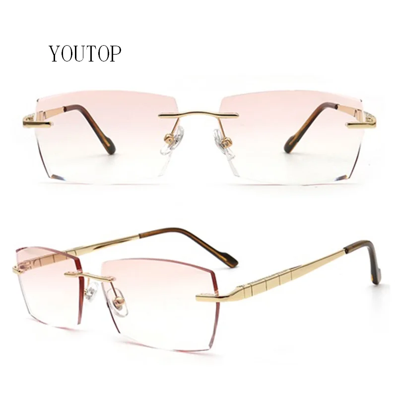 العصرية مستطيل إطار نظارات معدنية الرجال عادية قصر النظر البصرية النظارات الجديدة بدون شفة وصفة طبية نظارات بدون إطار النظارات #1