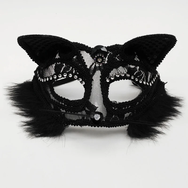 Halloween Cosplay Sexy Fox Mask Lace Eye Mask Animal Mask Half Face Women Sexy Cat Mask For Couple Masquerade Ball Party Game