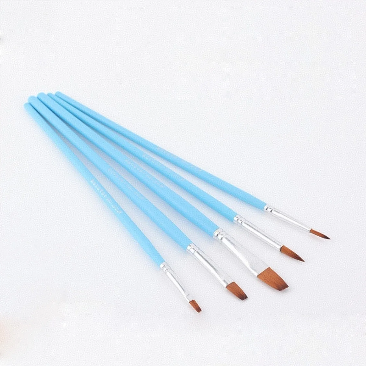 5pcs Fine Detail Artist Paint Brush Set - Premium Wooden Handles & Nylon Bristles, Various Shapes Brush Tips for Painting