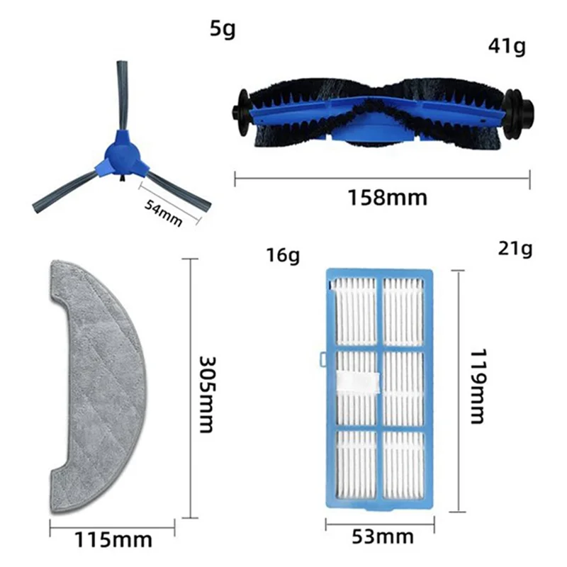 Piezas de repuesto para Robot aspirador Ultenic D5 Series D5S D5S Pro D5S Pro +, cepillo lateral principal, filtro Hepa, trapo de fregona