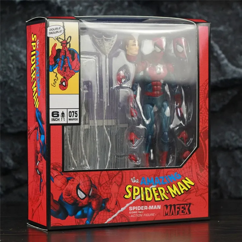 Marvel Mafex 075 Avengers Spiderman Action Figure Statue Can Change Tom Holland Face Spider Man Model Doll Toys Collection Gift