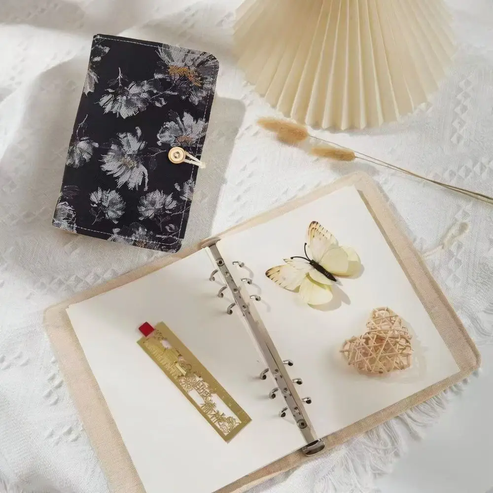 Durable A5 A6 Binder Protector Fabric Journal Case Minimalist Black Jacquard Style Portable Planner Sleeve For Writing