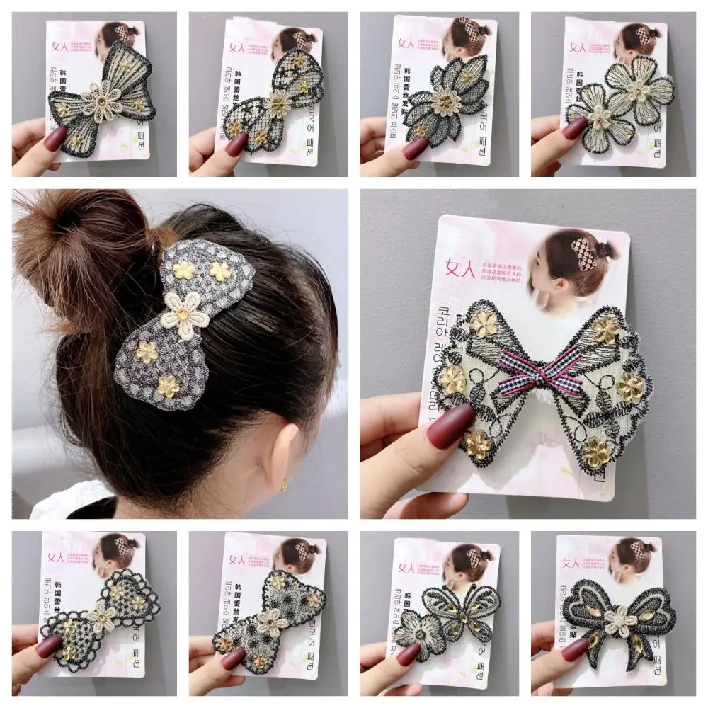 Fashion Flower Seamless Magic Paste Butterfly Hair Clip Bangs Paste Bow Headwear Daily