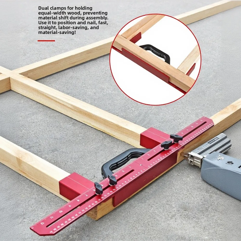 Adjustable Framing Stud Layout Tool Right Angles Clamp For Home DIY Wall Measurement Jig And Woodworking Positioning Device