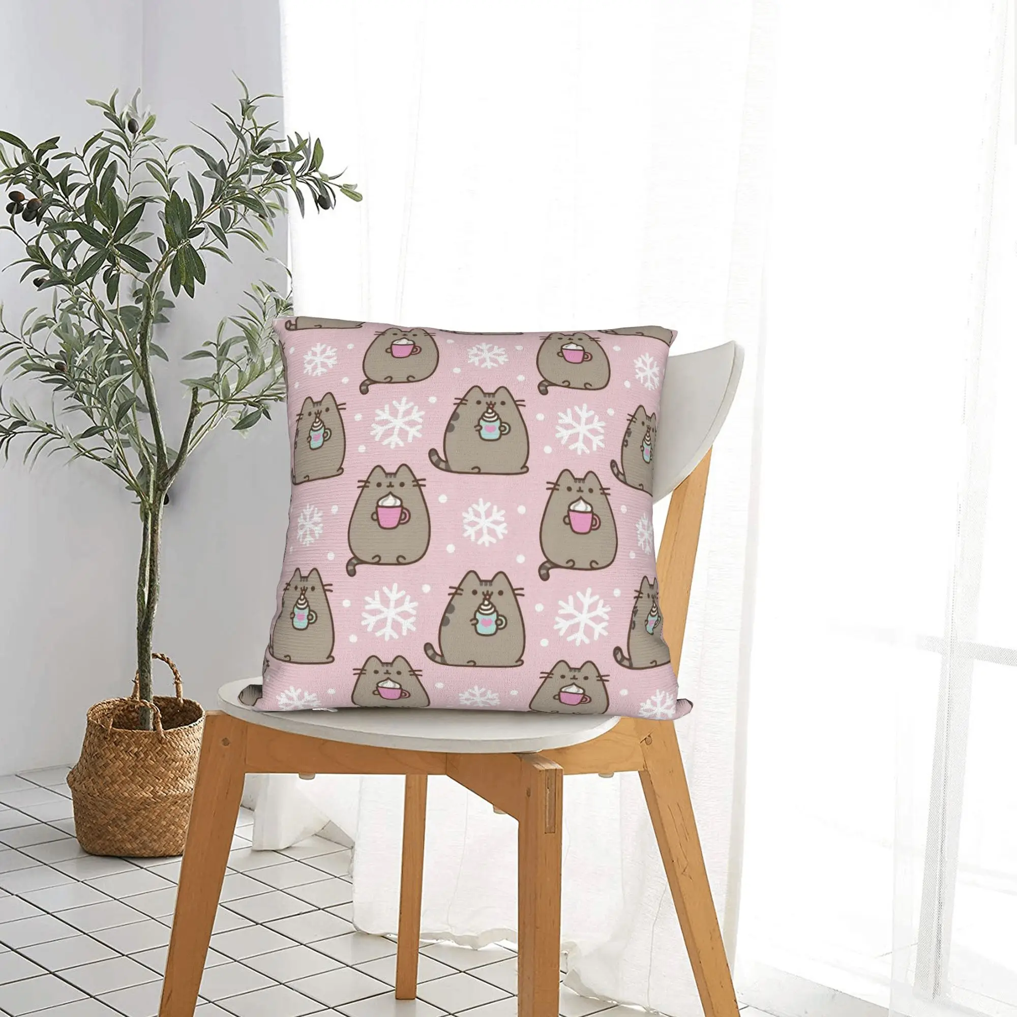 Pink Cats Pillowcase Polyester Cushion Cover Decorative P-Pusheencats Throw Pillow Case Cover Home Square 45X45cm view 2