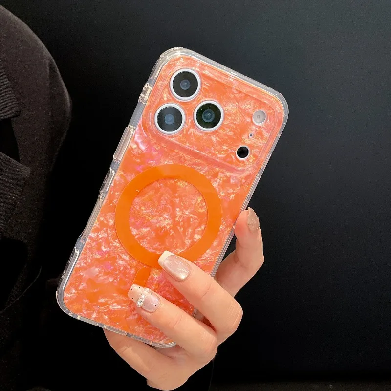 Luxury Laser Texture Magnetic Wireless Charging Case for IPhone 18 Pro 17 16 15 Pro Max for Magsafe Full Lens Protection Cover