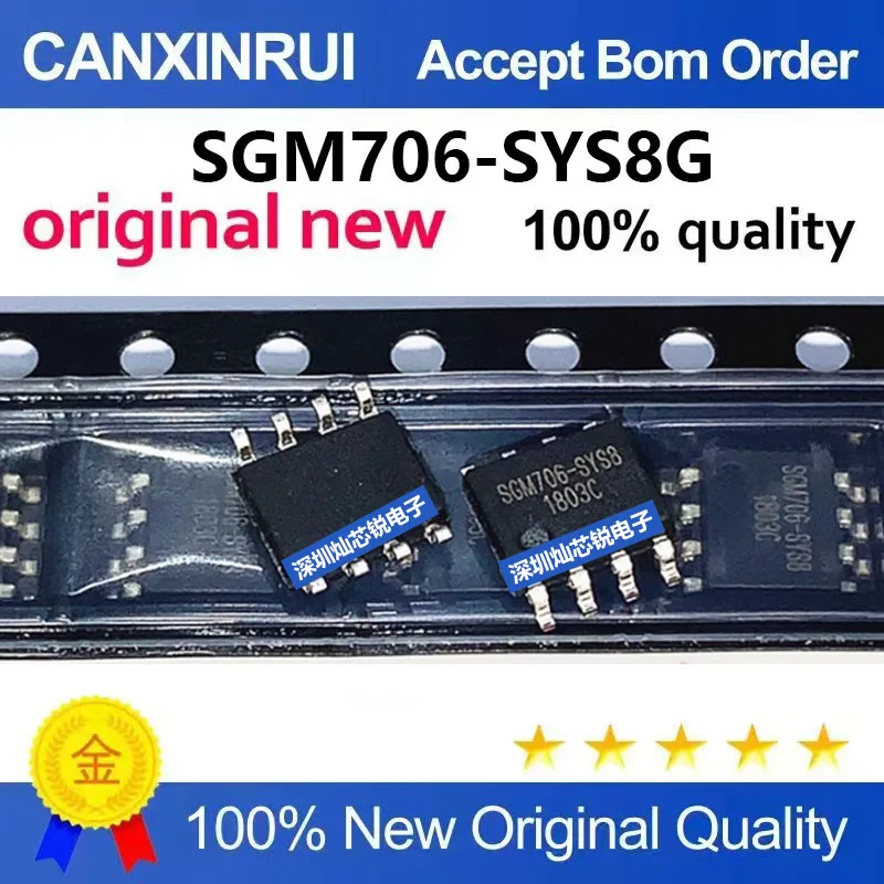 (5-100pieces)Brand New Original SGM706 SGM706-SYS8G SOP8 Surface Mount Microprocessor Monitor Reset Chip
