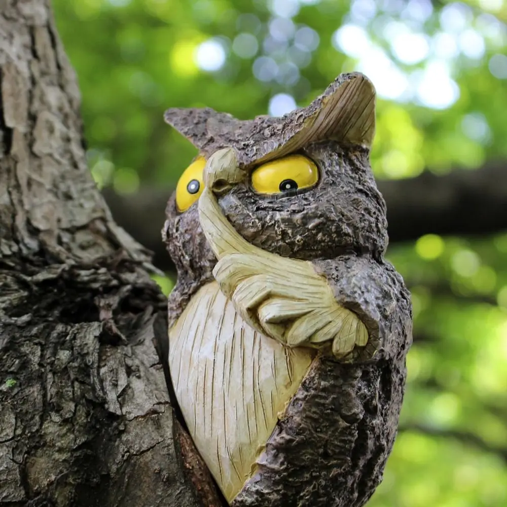 

Resin Owl Tree Hanging Personified Simulated Tree Decorations Pendant Waterproof Cute Animal Ornaments Statue Outdoor