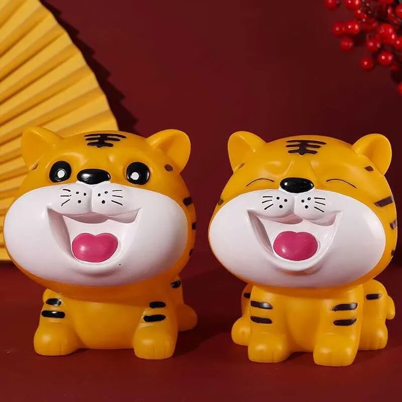 Creative Tiger Piggy Bank Children's Room Decoration Anti-Fall Vinyl Piggy Bank Birthday Gift Saving Box Money Safe DXUIALOI