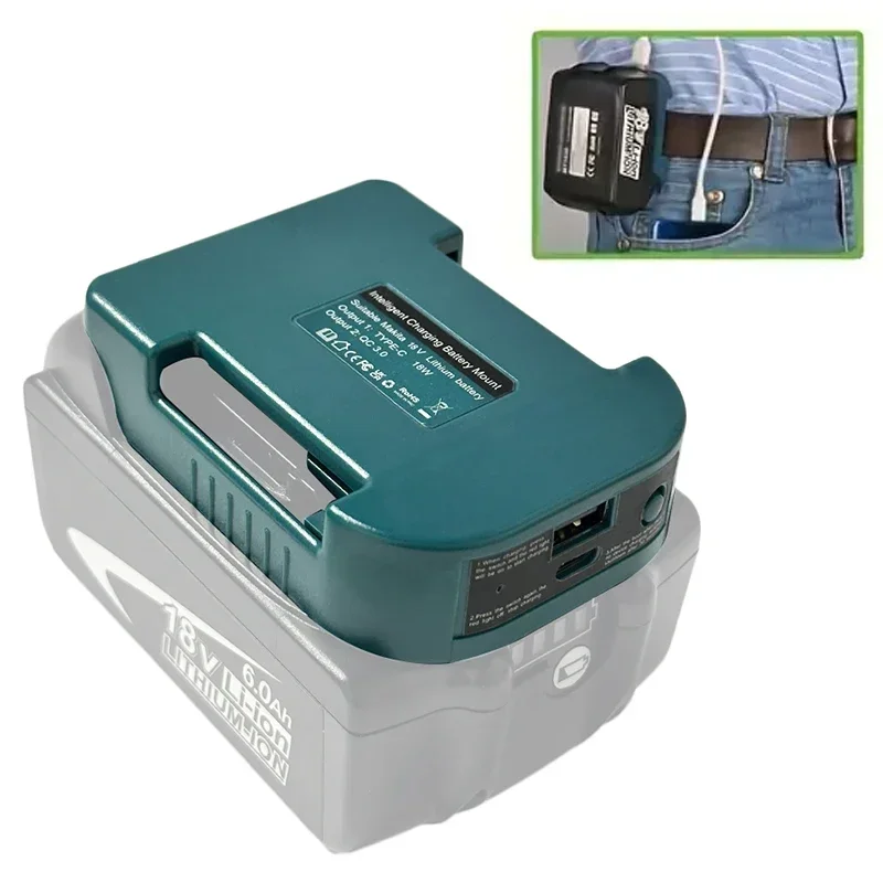

NEW Battery Holder With QC3.0 USB Type-C Charger Adapter For Makita 18V Battery Storage Rack Holder For Fixing Devices