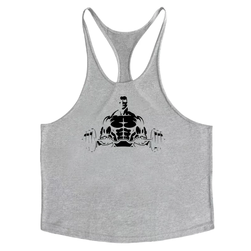 سترة اللياقة البدنية سترينجر للرجال، سترة رياضية علوية على شكل حرف Y من الخلف، قطن رطوبة - فتل بدون أكمام، ملابس رياضية لكمال الأجسام #5