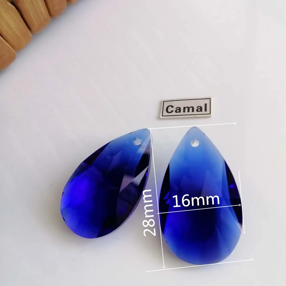 Camal 10Pcs 28mm Blau Mesh Drop Form Kristall Prismen Anhänger Perlen Hängen Für Juwelier Kronleuchter Beleuchtung Lampe Hochzeit teile