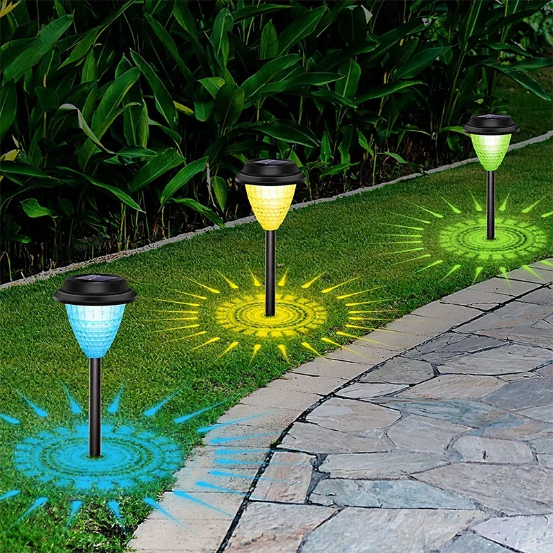 Circle Shadow Garden Light, Lâmpada solar ao ar livre, Courtyard Landscape Lawn Lamps, Ground Ambient Light, RGB Decoration