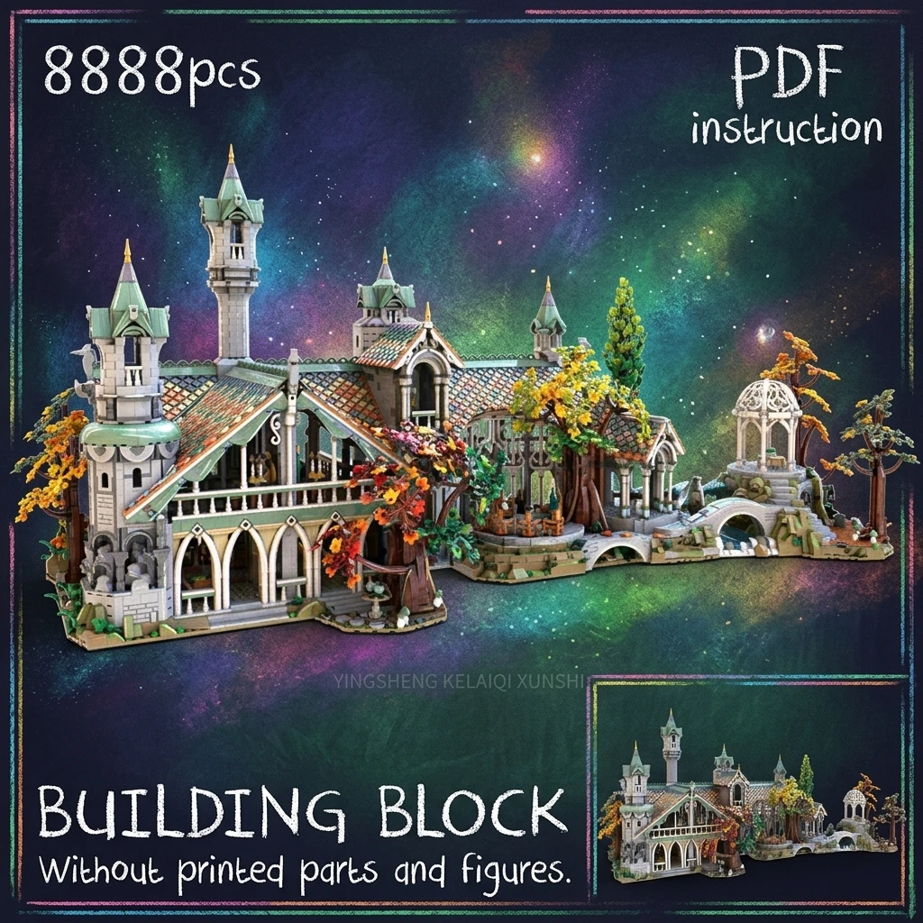 

Adult Masterpiece Set MOC Epic Fantasy Forest Sanctuary Expansion Building Blocks For 10316 Mythical Woodland Palace Diorama