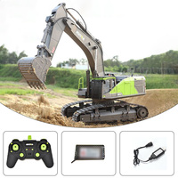 Huina 1:14 RC Excavator 22CH Rotation 1593 Alloy Green RC Remote Control Truck Toys Screw Drive Double Track Engineering Vehicle