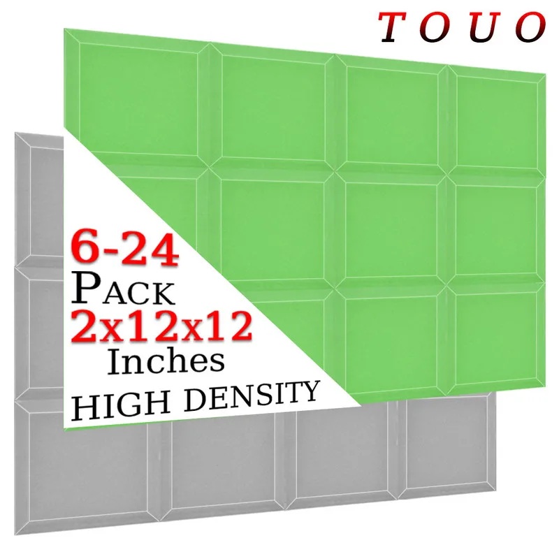 TOUO Acoustic Foam 6/12/24 Pcs Soundproof Foam Studio Acoustic Treatment Fireproof Soundproofing Sponge Sound Absorbing Material