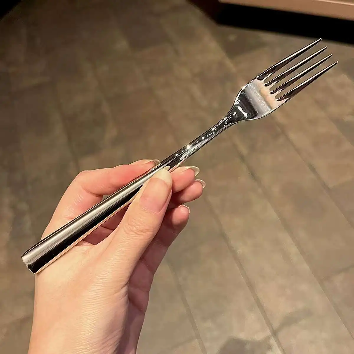 شوكة شريحة لحم من الفولاذ المقاوم للصدأ عالية المظهر للمطبخ الغربي، شوكة بمقبض ممتد لأدوات المائدة الراقية للسلطة والمعكرونة والفنادق #1