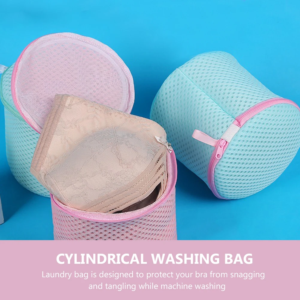 

2pcs Laundry Bag for Bras Underwear Washing Mesh Cylindrical Polyester Bags Protect Delicate Lingerie Minimize Color Bleeding