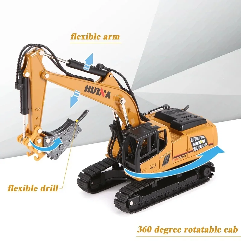 1:60 in lega di metallo trapano escavatore camion pressofuso modello di auto giocattoli simulazione ingegneria veicolo cingolato regalo per bambini