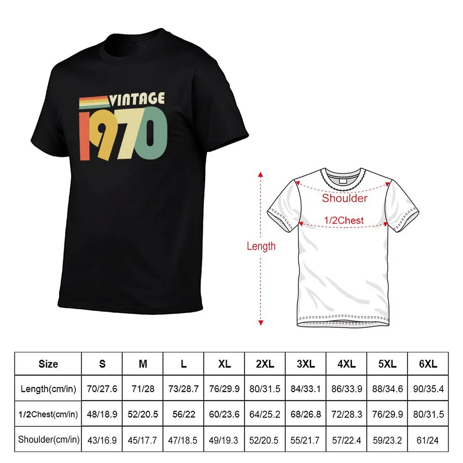 Vintage 1970, 54th Birthday Gift v2 T-Shirt oversizeds shirts graphic men workout shirt