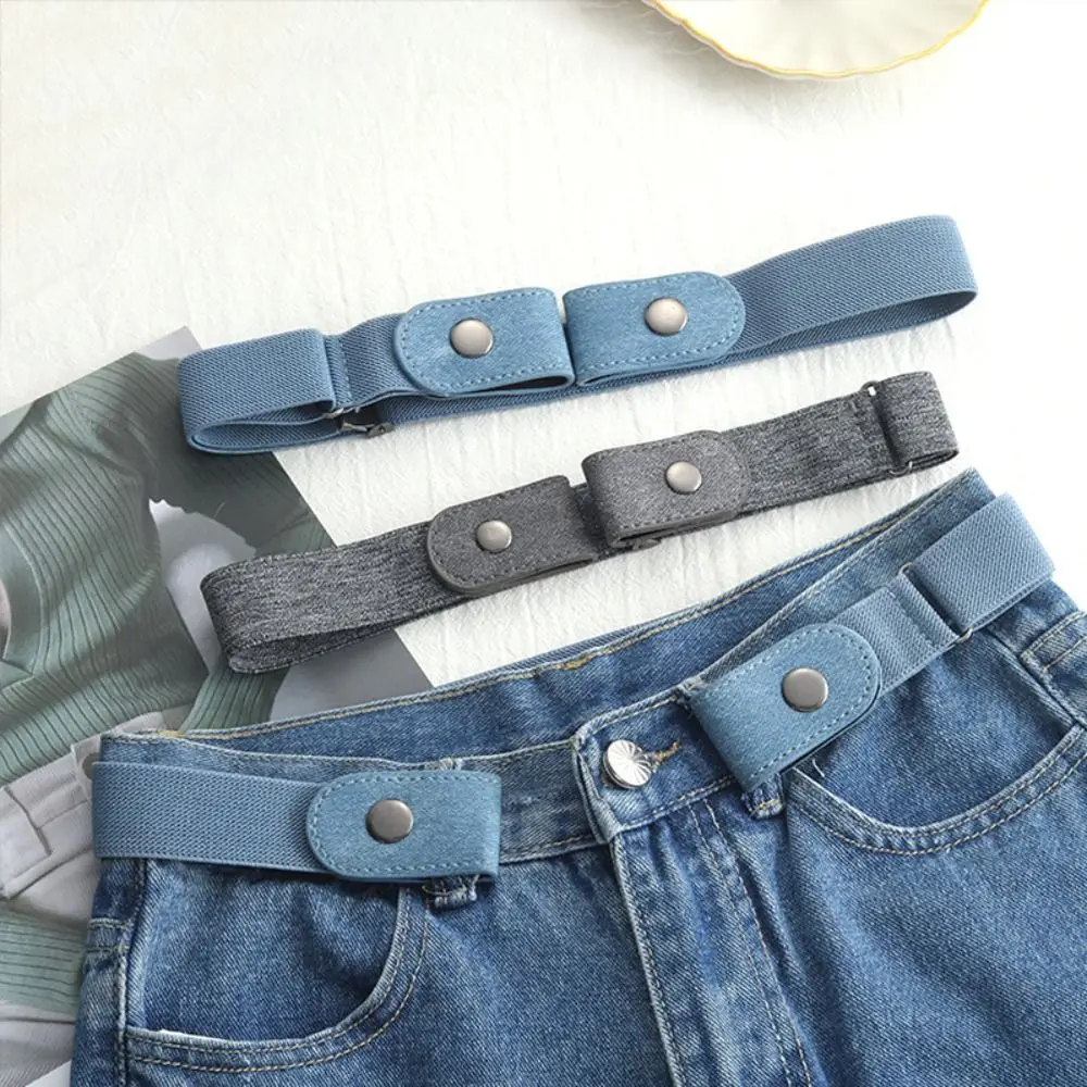 Versatile Without Buckle Elastic Belt Traceless Stealth Buckle Free Belt Japanese Decoration Elastic Women