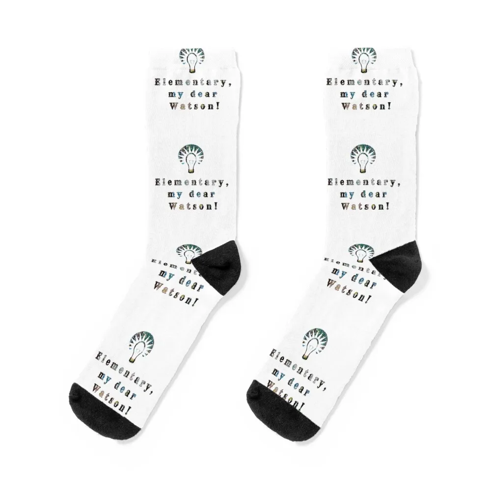 

Elementary, my dear Watson., words with pattern by Marina Daniluka Socks gift Wholesale golf Socks Woman Men's