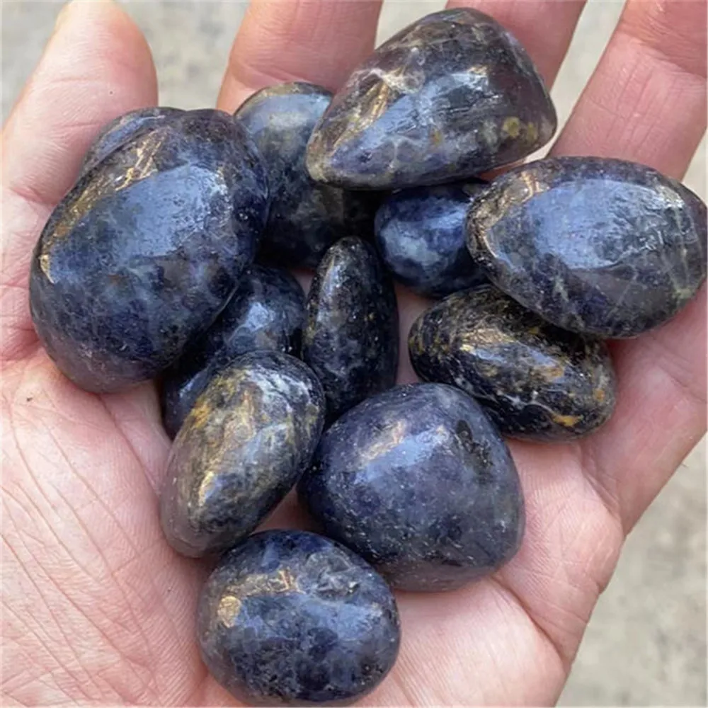 20-30mm Cordierite Spiritual Products Crystal Gravels Decorations Natural Blue Iolite Tumble Stones For Home Decor