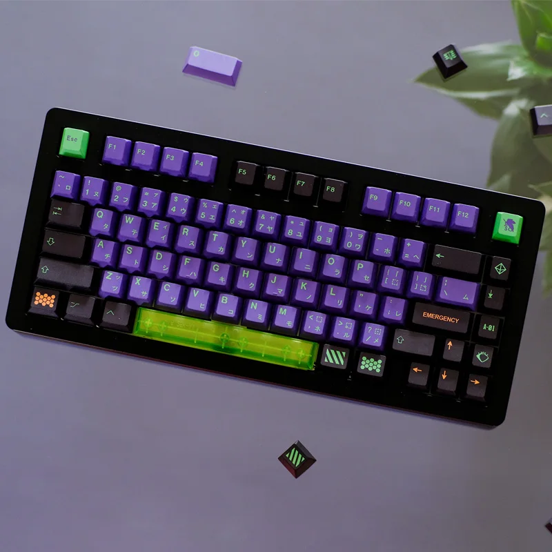 Roxo e Verde GMK Mecha Keycaps, PBT, Sublimação de Corante, Perfil Cherry, 6.25U, Espaço 7U para MX Switch, Keybaord, 135 Chaves