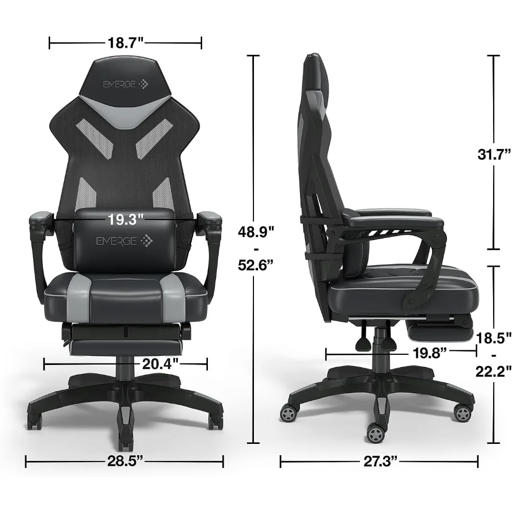 كرسي ألعاب مريح من الجلد، أسود/أبيض، كرسي ألعاب مريح من الجلد، أسود/أبيض