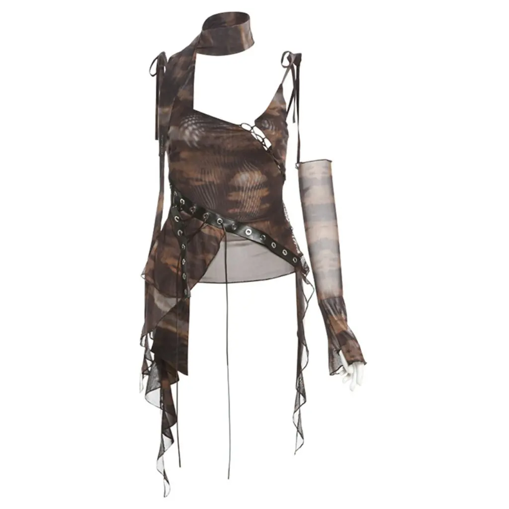 

Women's Sexy Strap Mesh Vest Top European American Style Summer Fashion Single Sleeve Wish