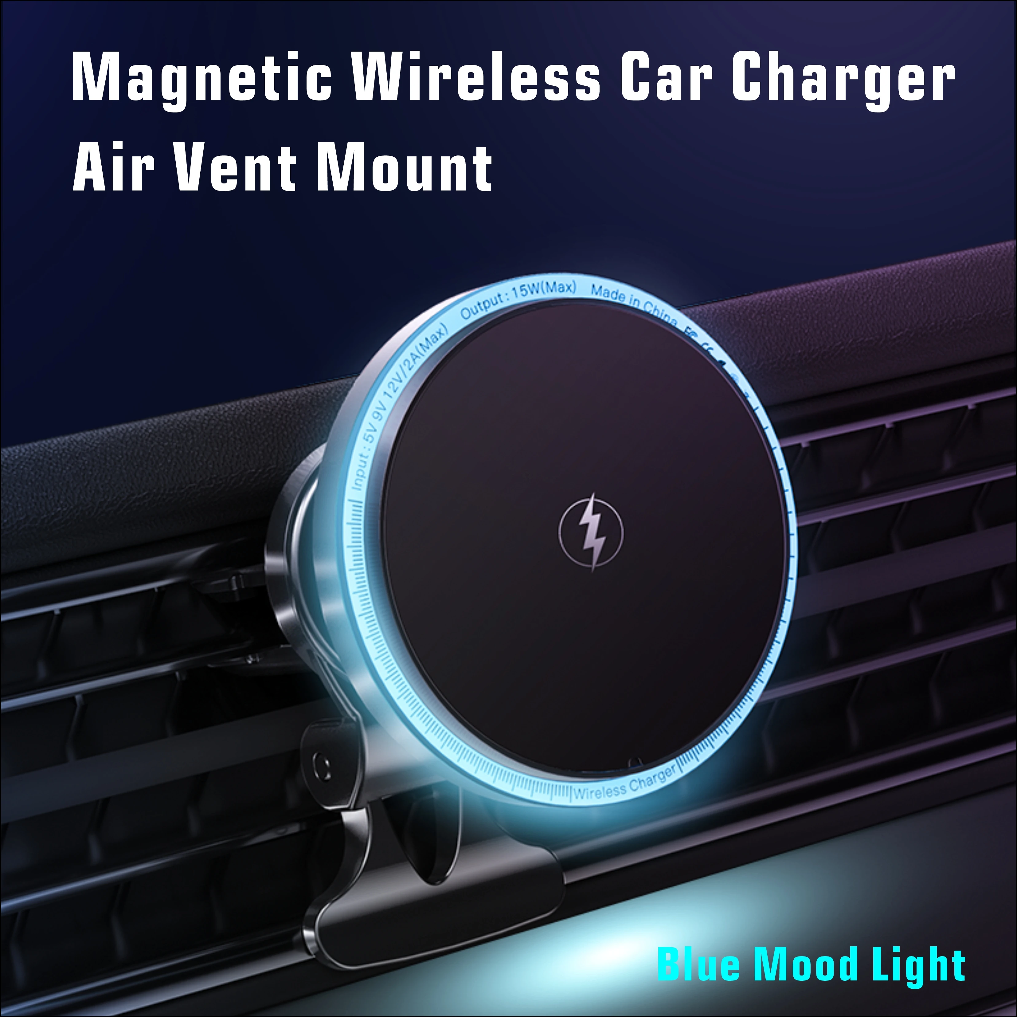 Magnetic Wireless Car Charger Mount for MagSafe iPhone 15/14/13/12 Series Fast Charging Auto Alignment Air Vent Phone Holder