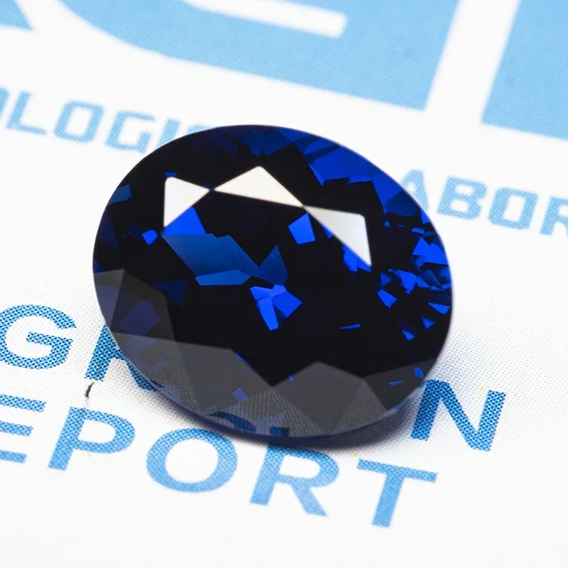 Lab tumbuh safir bentuk Oval Royal Blue VVS1 batu permata untuk jimat Diy membuat perhiasan gelang cincin dapat dipilih sertifikat AGL