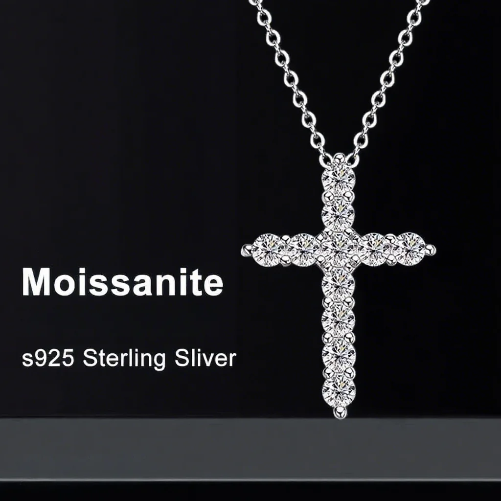 Shine Bright with the Full Moissanite Cross Pendant – Only .36!
