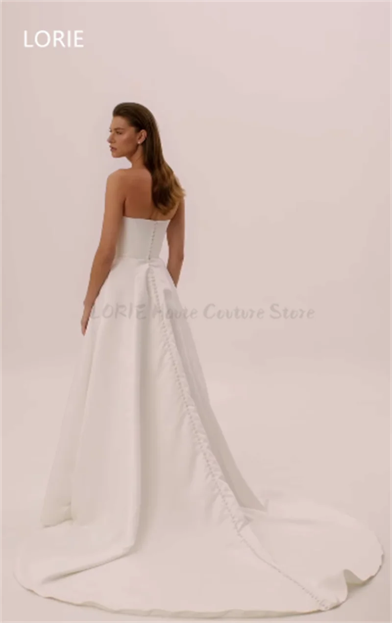 LORIE A-Linie Applikationen Side Split Brautkleid Trägerlos Sexy Brautkleider Schatz Brautkleid Maßgeschneidert 2025