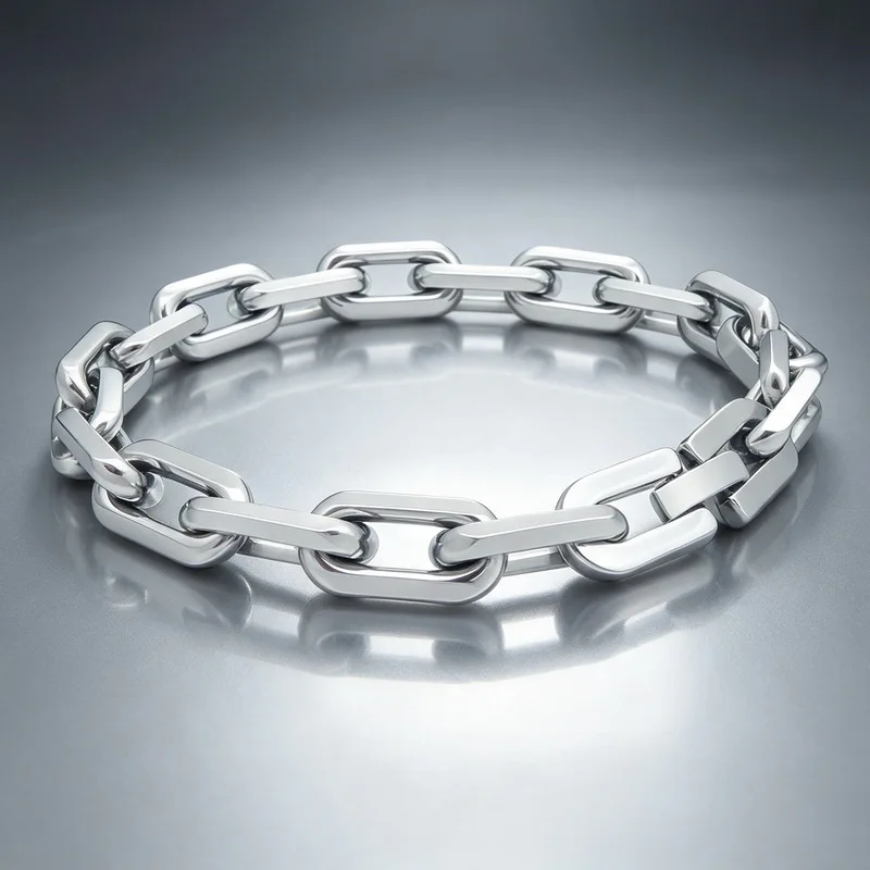 Kalen 8 mm Edelstahl-Armband mit Büroklammerkette für Herren, poliert, matt, ovale Glieder, Armband, Biker-Party-Schmuck, Geschenk für Damen – Detail 6