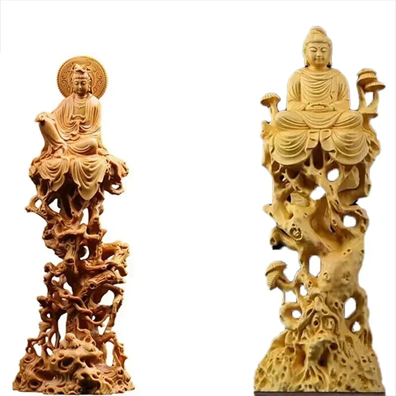 

wood carving guanyin- Sakyamuni Buddha Decorative Statue Wooden Tree Vine Art Carving Home decorative figures feng shui Statue