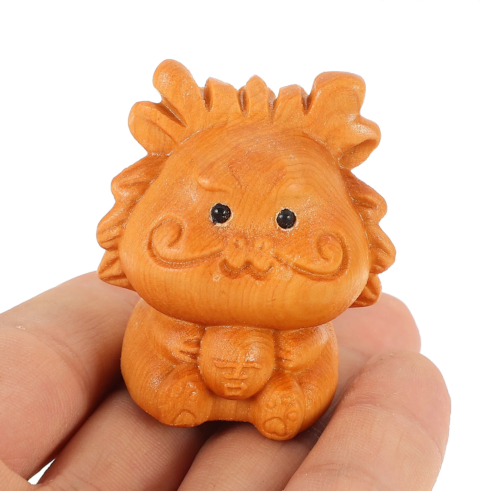 

Wooden Zodiac Dragon Statue Chinese Carved Wood Decoration Exquisite Craftsmanship Home Office Desktop Decor Wood Carved Adorn