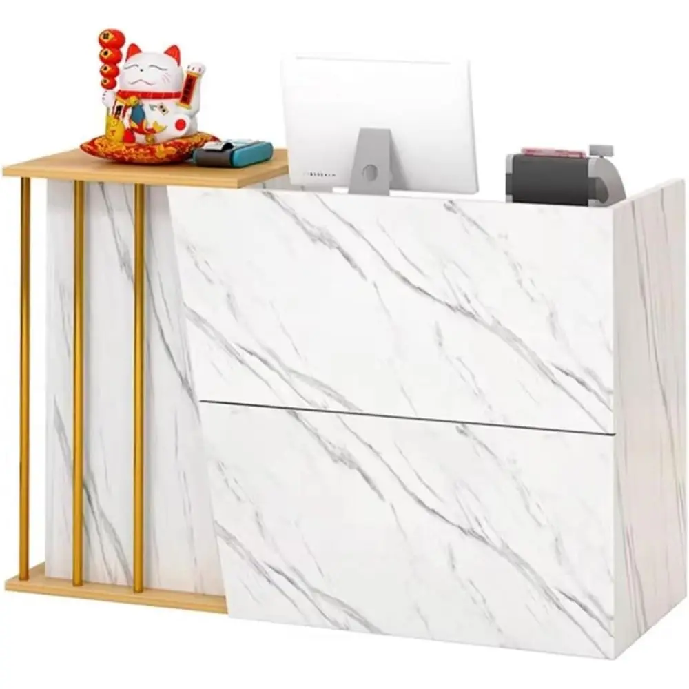 

Reception Desk for Small Spaces, Modern Cashier Front Desk with Counter, Reception Desk with Lockable Drawer, Front Desk Recepti