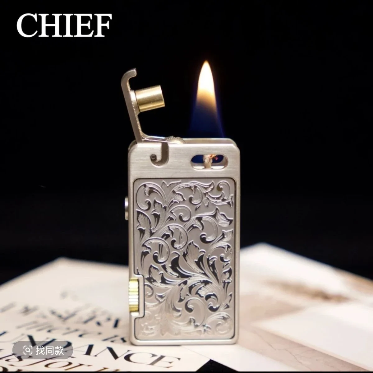 

2025 CHIEF Metal Kerosene Lighter Creative One Click Press Launch Ignition Exquisite Tang Grass Personality Retro Creativity