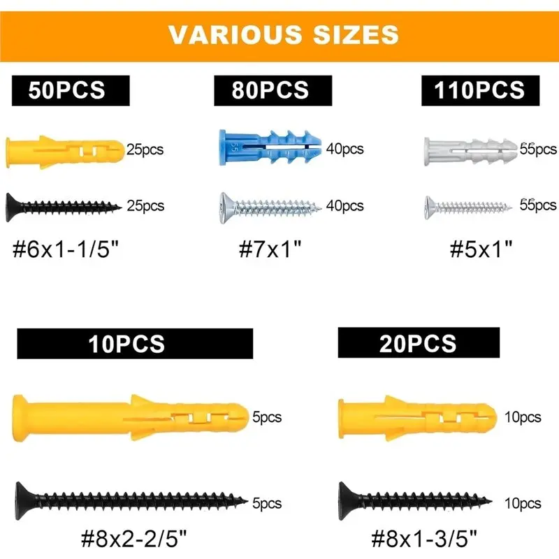 NOCM 270Pcs Wall Anchors For Home Improvement And Decor