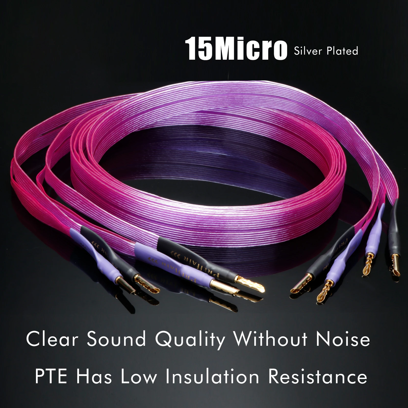 Afbeelding 6: Paar Rode Luidsprekerkabel Flatline Luidsprekerkabel Verzilverd OCC Verzilverd Audiofiele Hifi Audiokabel Versterker